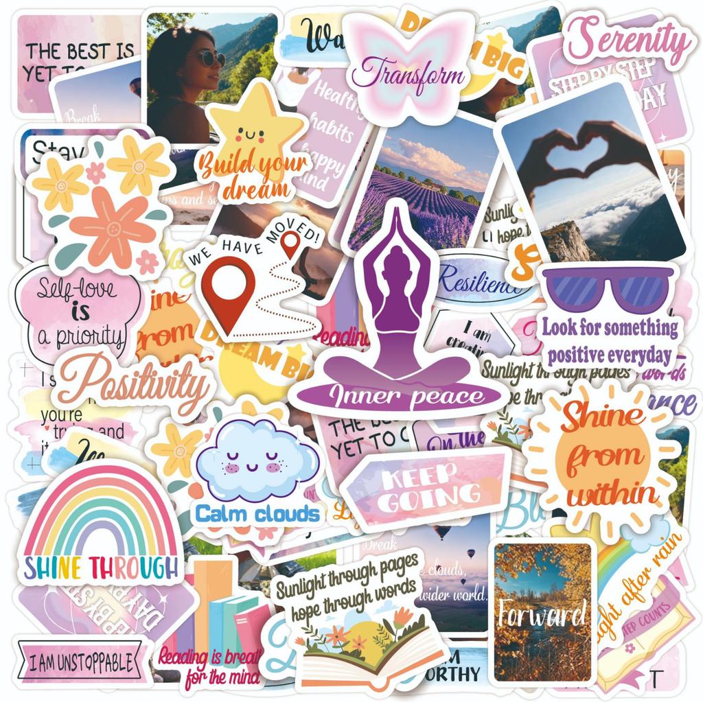50 DIY Handmade Account Decoration Motivational Text Stickers for Girls