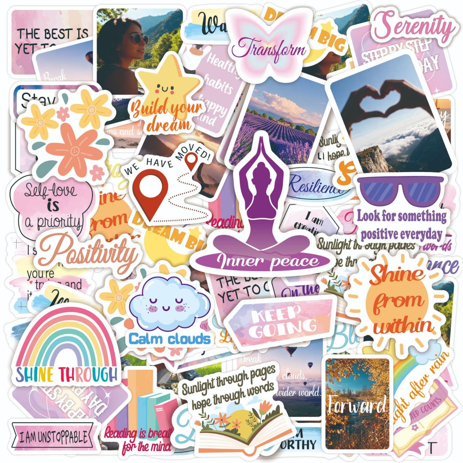 

50 DIY Handmade Account Decoration Motivational Text Stickers for Girls one size