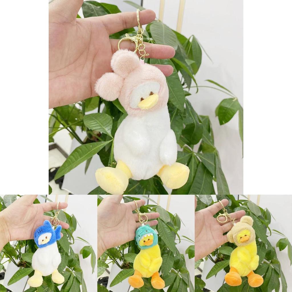 Charming Short Plush Duck Doll Keychain Soft Toy With Dinosaur Shark Bunny Bear Designs