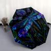 Blue Dragonfly Garden: A Vibrant Circular Art Print Umbrella, Cute Umbrella with Cute Design, Portable 3-Fold Compact Umbrella for Men & Women, Valent