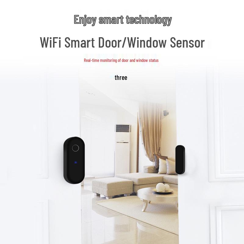 Graffiti Smart WiFi Door/Window Sensor & Intrusion Detector with Mobile App Monitoring - Black