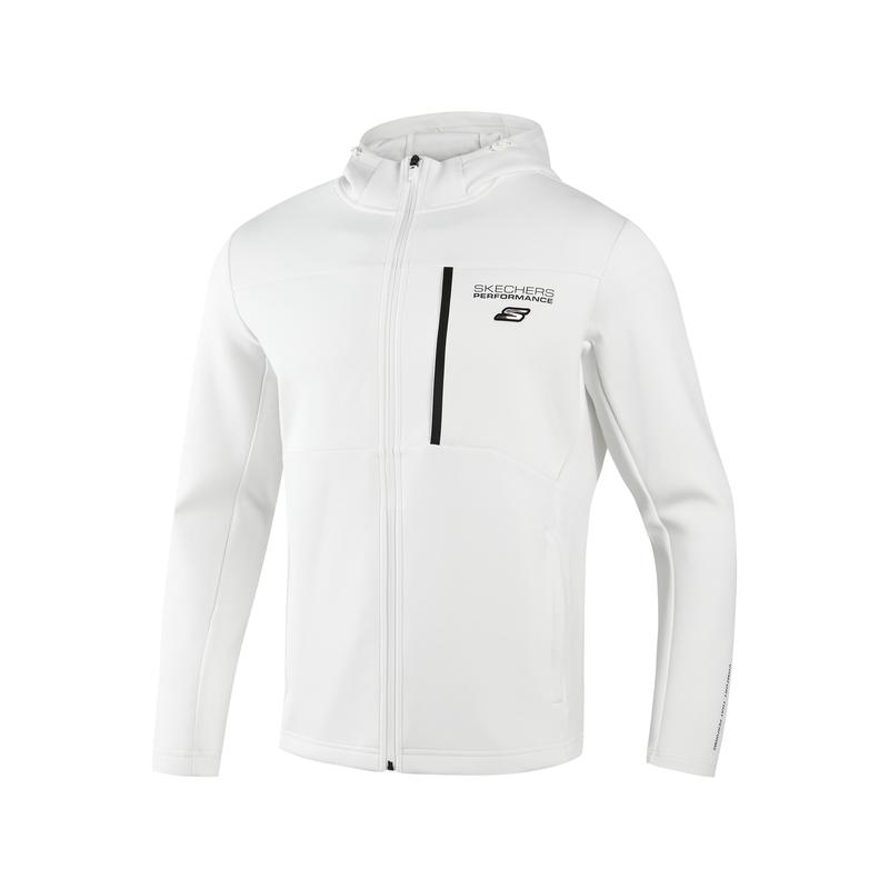 Skechers Logo Comfortable Hooded Zip-Up Solid Jacket Men jackets White P422M005-000Q L