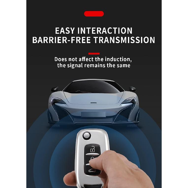Copri Telecomando HIBEYO per Renault Kadjar Captur Megane Sandero Stepway Logan Clio 5 Accessori Copri Guscio Chiave Intelligente per Renault Kadjar Pieghevole 3