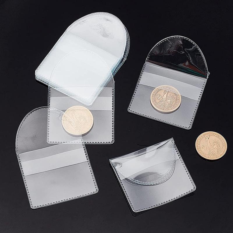 Przezroczysty plastikowy ochraniacz do monet kolekcjonerskich, kieszonkowy, na biżuterię, znaczki itp., etui do przechowywania, jednokieszonkowe etui na monety, plastikowe etui