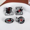 Retro Black Vinyl Record Player Enamel Pin Rock And Roll CD Player Nostalgic Brooches Lapel Badge Jewelry Gifts For Friends
