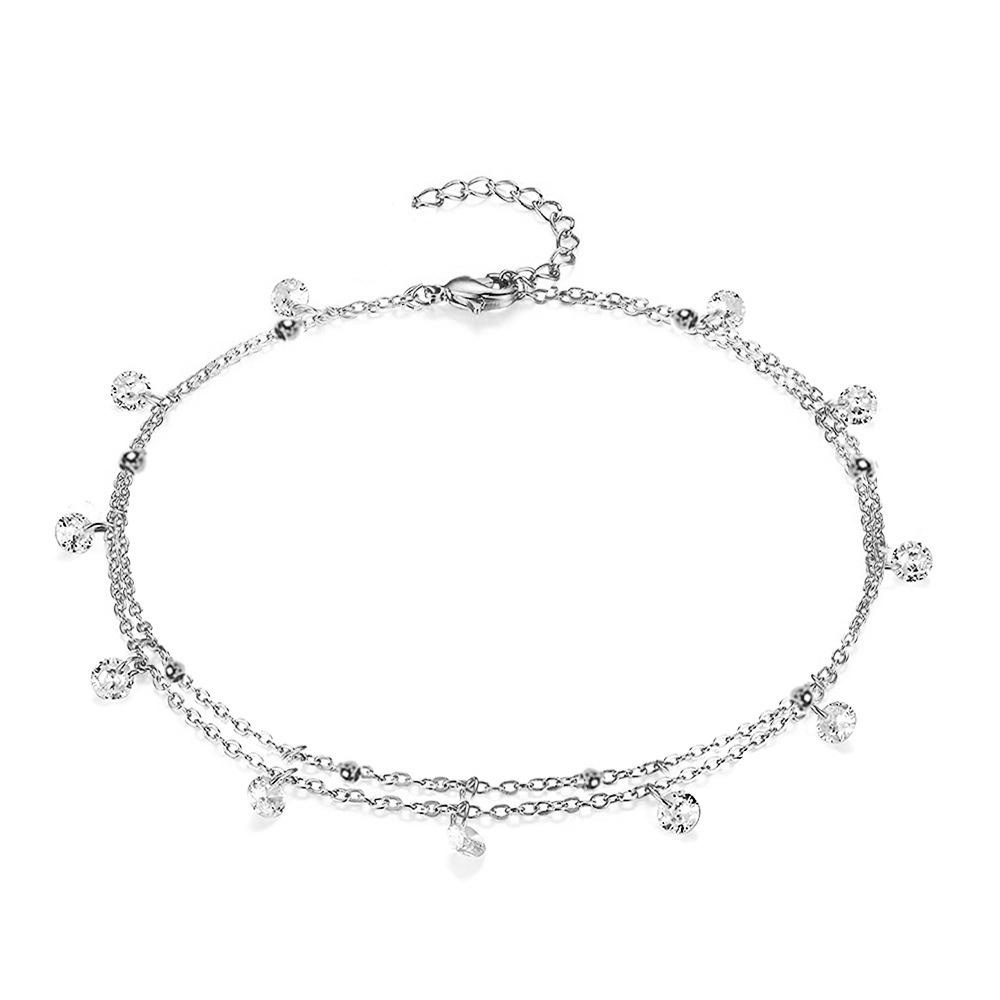 Simple Tennis Anklet For Women Gold Color Stainless Steel Cubic Zirconia Foot Leg Chain Ankle Bracelet Women Beach Jewelry 2025