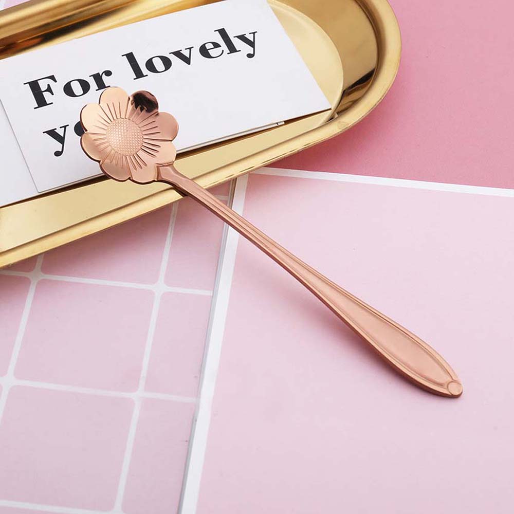 Mixing Spoon Bar Tools Tableware Stainless Steel Flower Spoon Set Cutlery Set Teaspoon Soup Spoon