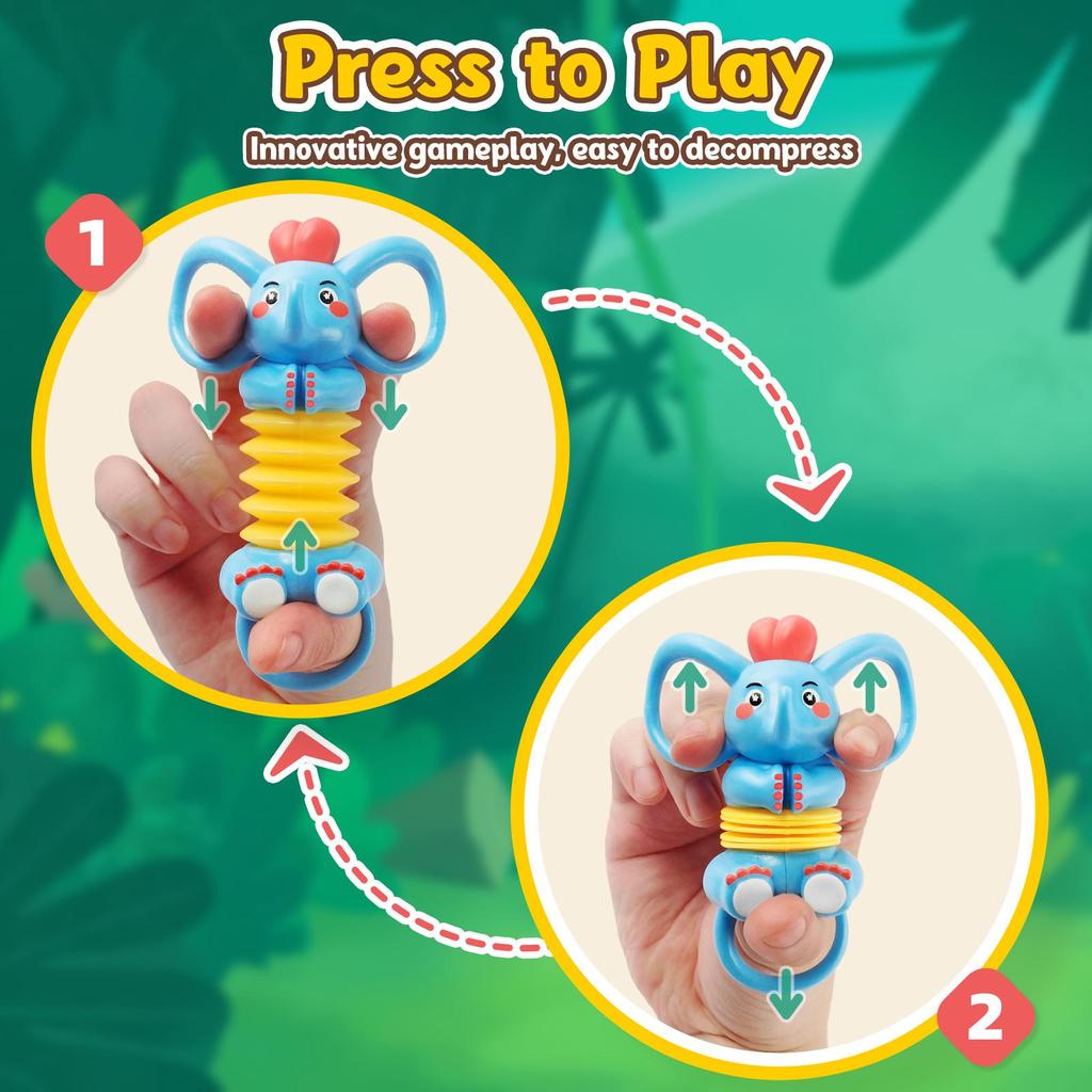 Ooulnee Fingerpuppe, Zappel-Sensorik-Spielzeug, Ollie, süßer Kawai-Elefant, Pop-Tube, Anti-Stress-Relief, Quetschspielzeug, Geschenke für Erwachsene und Teenager
