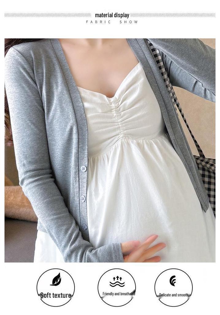 Maternity Spring Chic Camisole Cardigan & Wide-Leg Pants Set - French Elegant Style