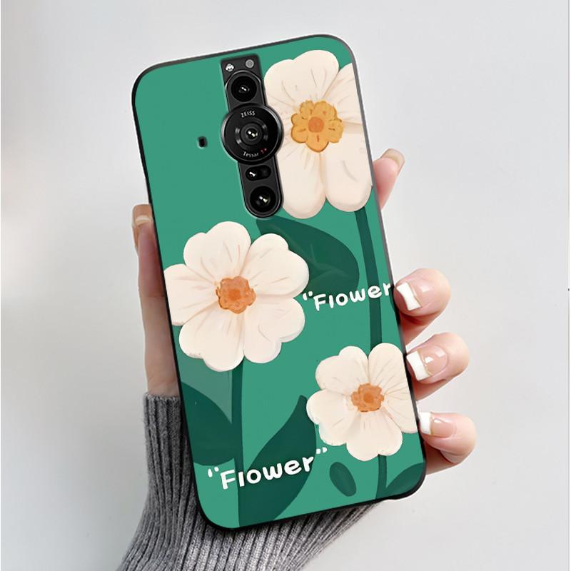 Printing Pattern Case For Sony Xperia Pro-I Fundas Soft Silicone Black Shell Cover Cute Flower Cartoon Casing Capa Coque