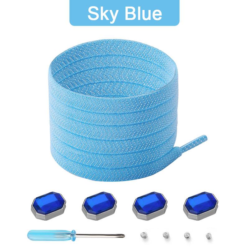 Colorful Diamond Elastic Laces Sneakers No Tie Shoelaces Rhinestone Shoe Laces without Ties Kids Adult Quick Flat Shoelace 1Pair