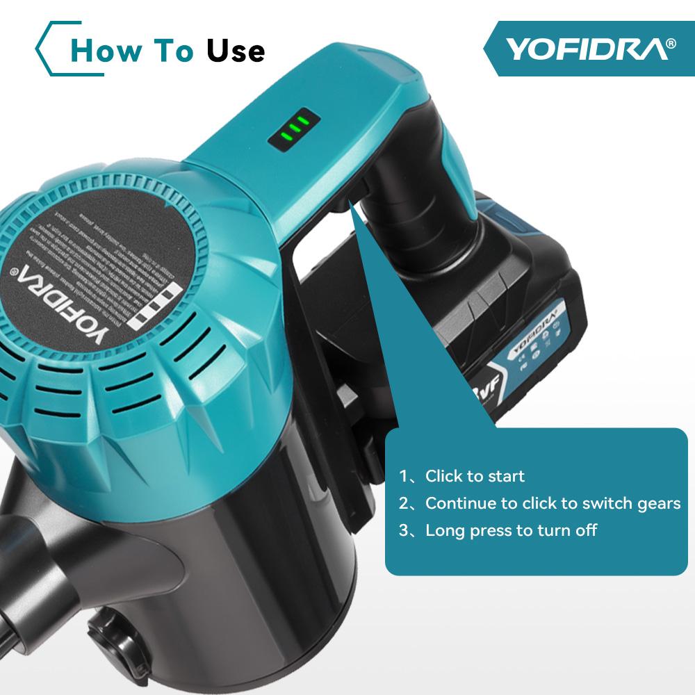 Yofidra 1800W Bürstenloser Staubsauger 30KPa 1,5L Tragbar Leistungsstarke Saugkraft Haushaltsreinigungswerkzeuge Für Makita 18V Akku Pin