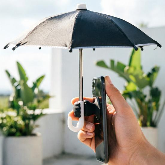 Mini parasolka do telefonu komórkowego z przyssawką, parasolka na smartfona z ochroną UV, uniwersalny uchwyt na telefon komórkowy na plażę, podróże, na zewnątrz, do kubka