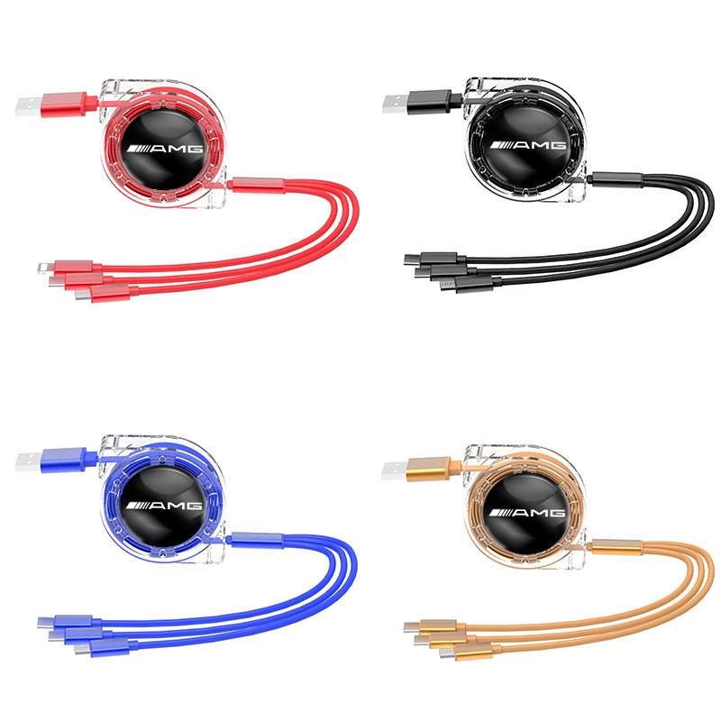3 In 1 Micro USB Type C Charging Cable Multi Charger Wire For Mercedes Benz AMG GLE GLC GLB GLS CLA CLE CLS GLA W206 W205 W204