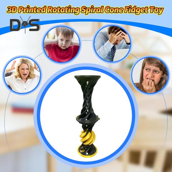 3D Printed Spiral Toy with Launching Ball Impossible Pyramid Passthrough Sculpture Vortex Thread Illusion Stress Relief Kids Adults Mini Spiral