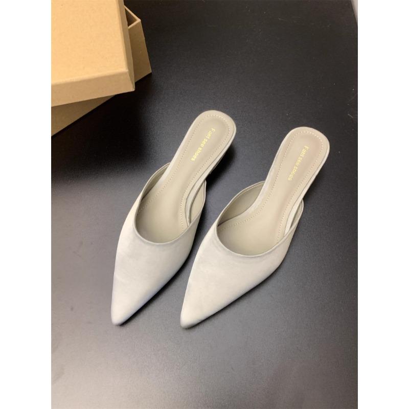 New Sexy Women Slippers Pointed Toe Dress Mules Shoes Walking Sandals Summer Luxury Slingback Flip Flops Femme Slides