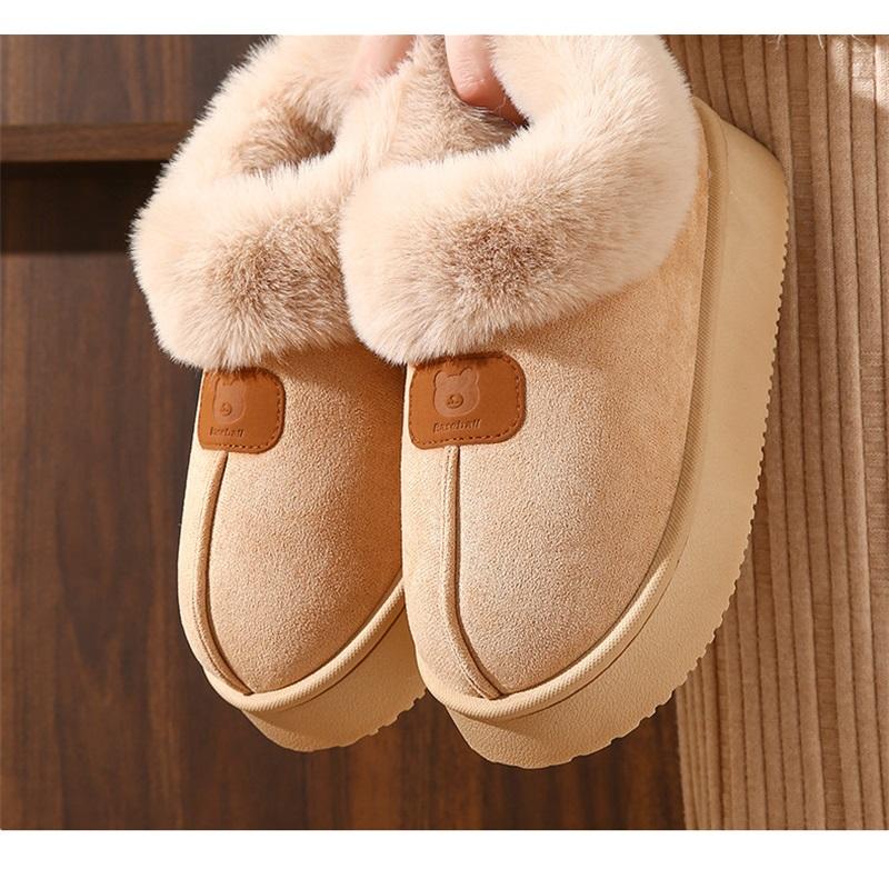 Women's Autumn And Winter Warm Plush Home And Outdoor Thick Soled Anti Slip Bag Root Cotton Shoes