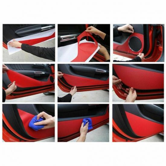 Carbon Fiber Car Door Anti Kick PVC Pad Protective For Ford Mustang 2015-2018