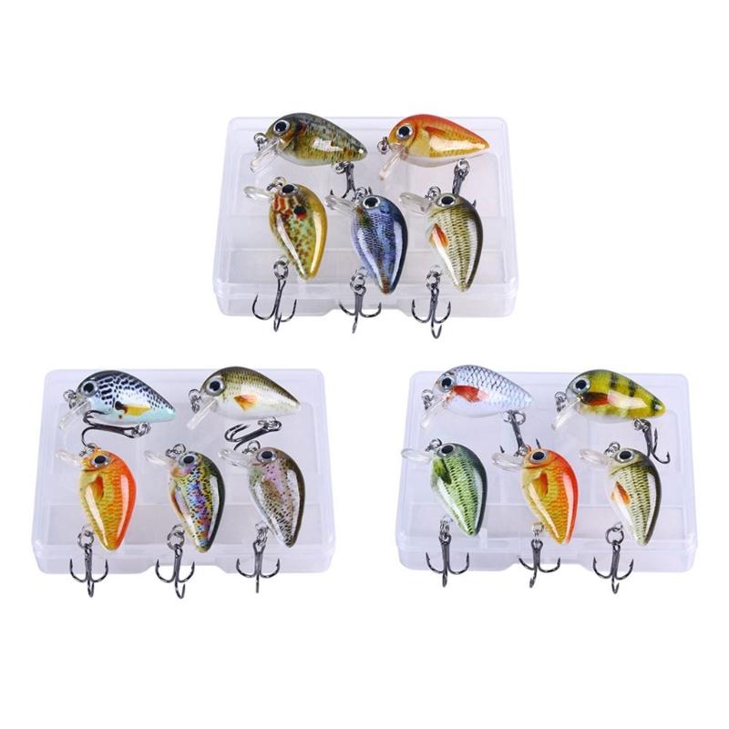 5 Pièces Appâts de Pêche en Plastique Petit Crankbait Wobbler Appâts Durs Artificiels Appâts Crank avec Boîte à Pêche Accessoires de Pêche