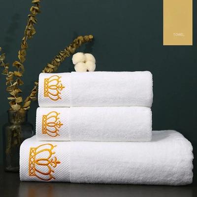 Besticktes weißes Badetuch mit Krone, 5 Sterne, Hoteltücher, 100 % Qualitätstuch, Waschlappen, Handtücher, Badezimmer, Damen, Gesichtswäsche, weiches Handtuch