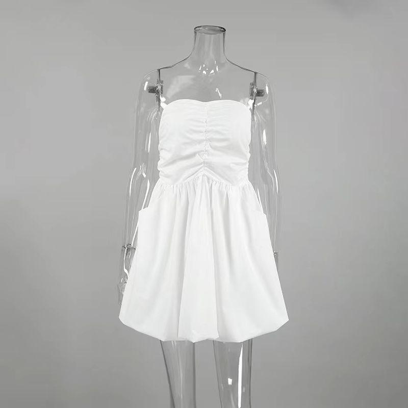 

Европейское и американское летнее сексуальное платье-топ-труба, модное платье с облегающим талию темпераментом, юбка-петтикот, сексуальное платье без бретелек White L