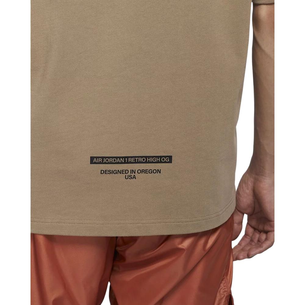 Jordan Reverse Swoosh Mocha Solid Logo Lettering Crew Neck Short Sleeve T-Shirt Men Tops Tan-Brown DV9727-207