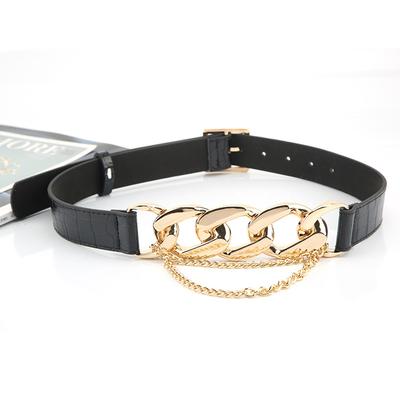 Stone Pattern Square Buckle Belt Decorative Chain Waist Seal Trendy Dress Suit Jacket Coat Waist