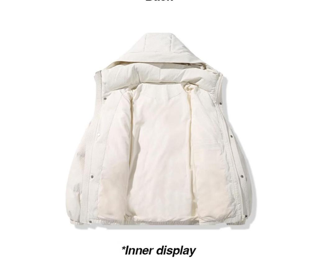 Men's High-End White Duck Down Jacket - Thick, Warm, Loose Fit with Hood