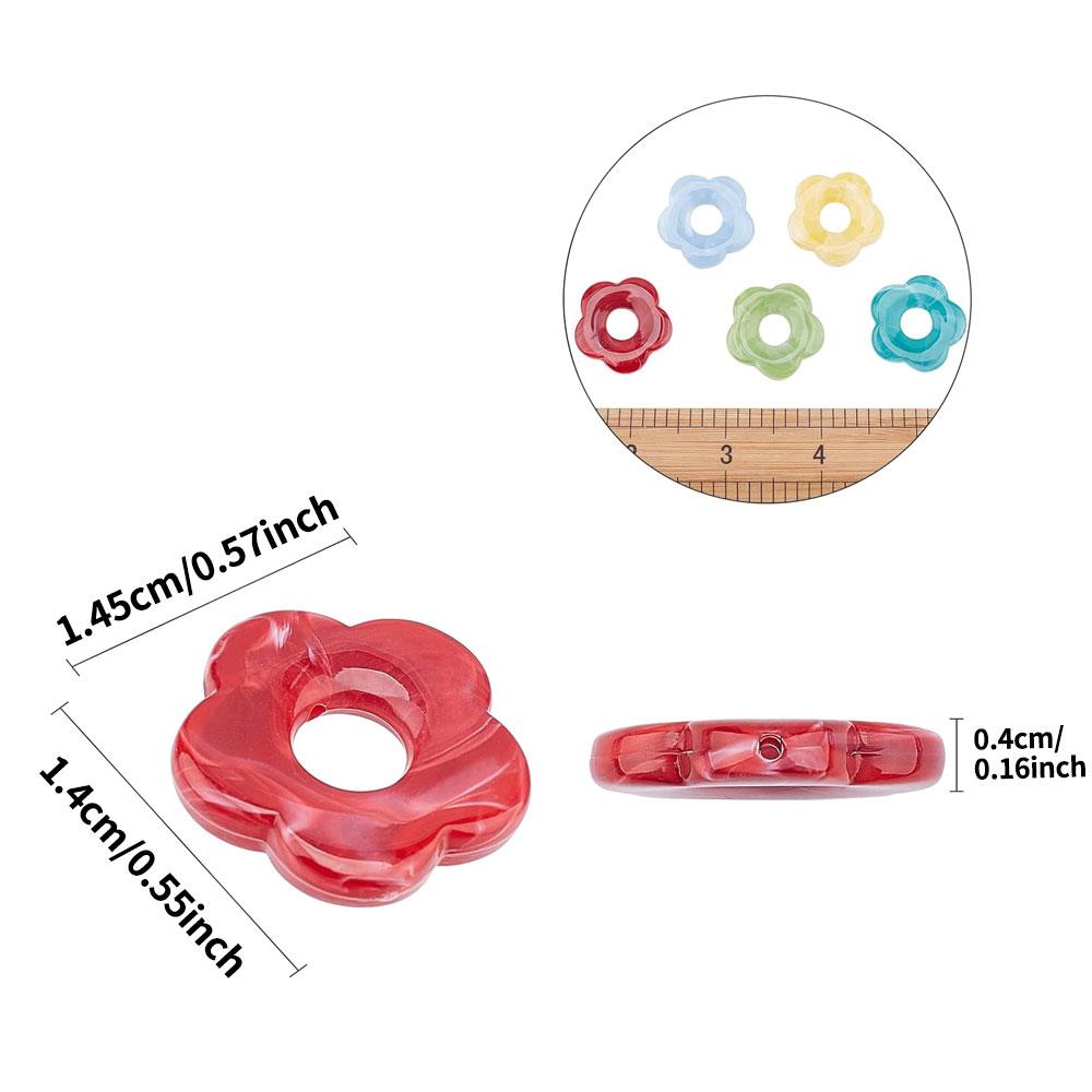 10/30/50Pcs Acrylic Flower Shape Spacer Beads 5-Petal Flower Loose Beads for DIY Necklaces Bracelets Jewelry Making Craft