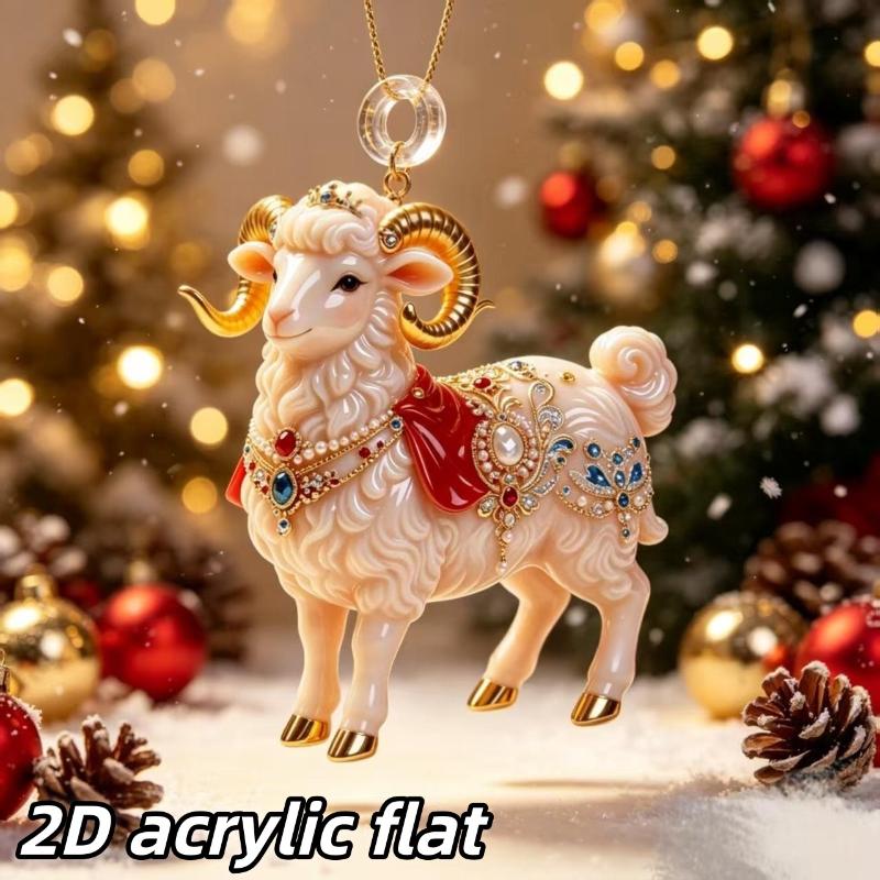 1Pcs Sheep Shaped Flat Acrylic Car Rearview Mirror Hanger Aesthetic Pendant for Auto Interior Home Shelf Decor