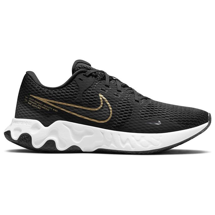 Nike Renew Ride 2 Black Metallic Gold Men Sneakers Dark-Smoke-Grey White CU3507-009