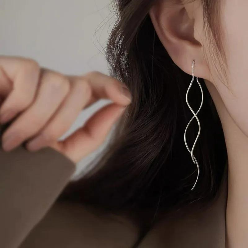 Minimalist Long Wavy Fringe Earrings Women Able Hanging Earrings High-End Jewelry Minimalist Accessories Gifts