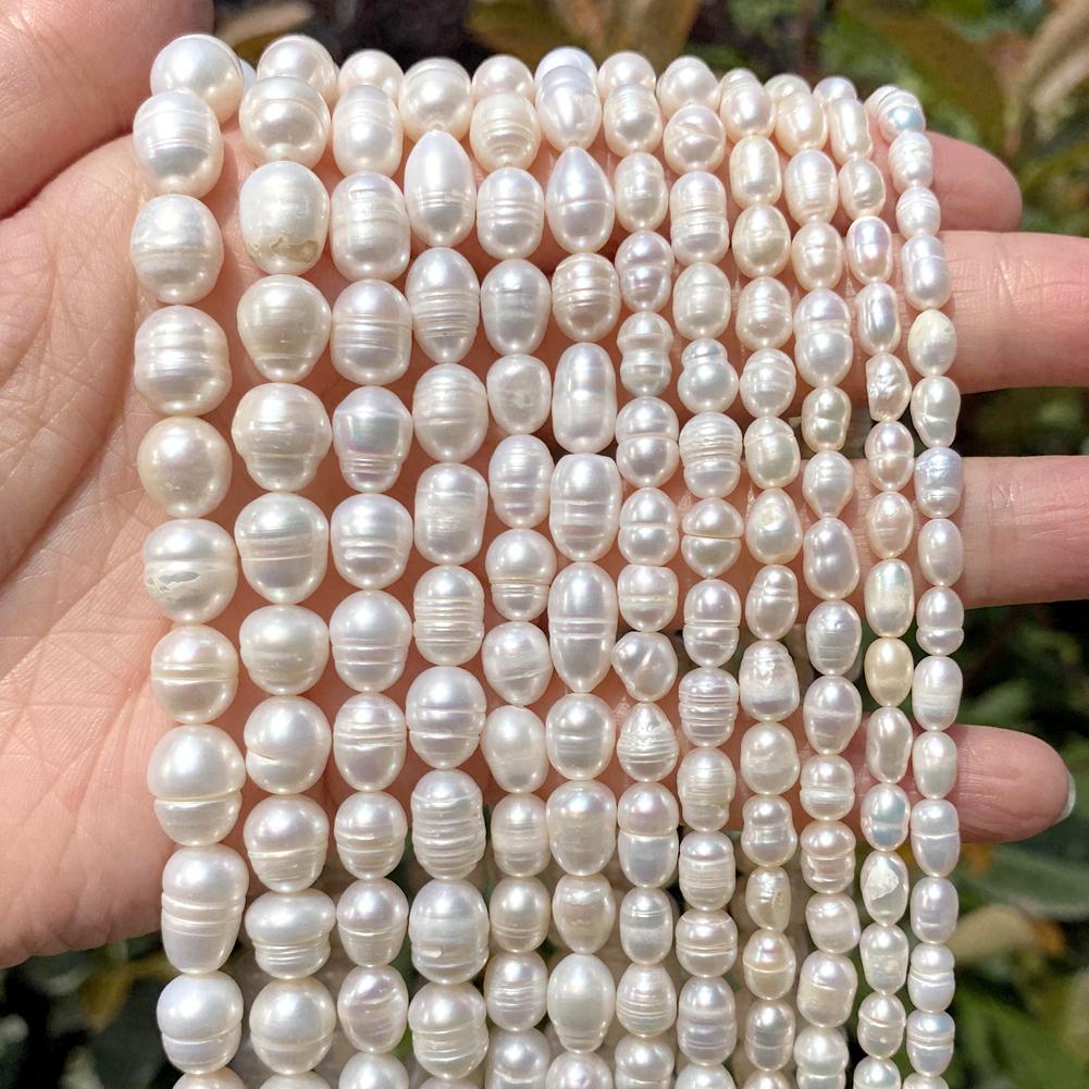100% Natural Freshwater Pearl Wholesale A/AA/AAA High Quality Rice Shape Beads For Jewelry Making DIY Bracelets Necklace 8-9mm