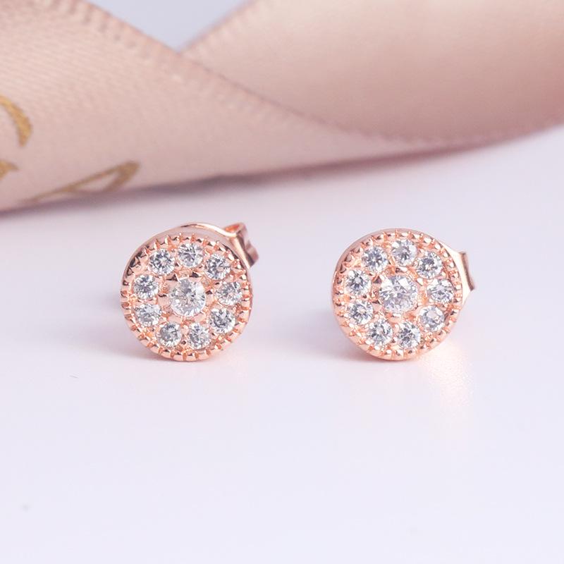 Ювелирные изделия Смешанная партия, Высококачественные серьги-пусеты из циркония ААА цвета розового золота, Серьги-цветы.