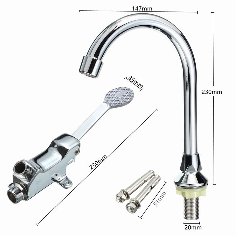 New Bathroom Laboratory Basin Faucet Tap Copper Foot Pedal Brass Basin Mixer Water Faucet Taps Single Cold Water