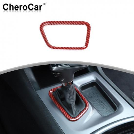 Center Console Gear Shifter Cover Trim Decor for Dodge Charger 2015+Red Carbon