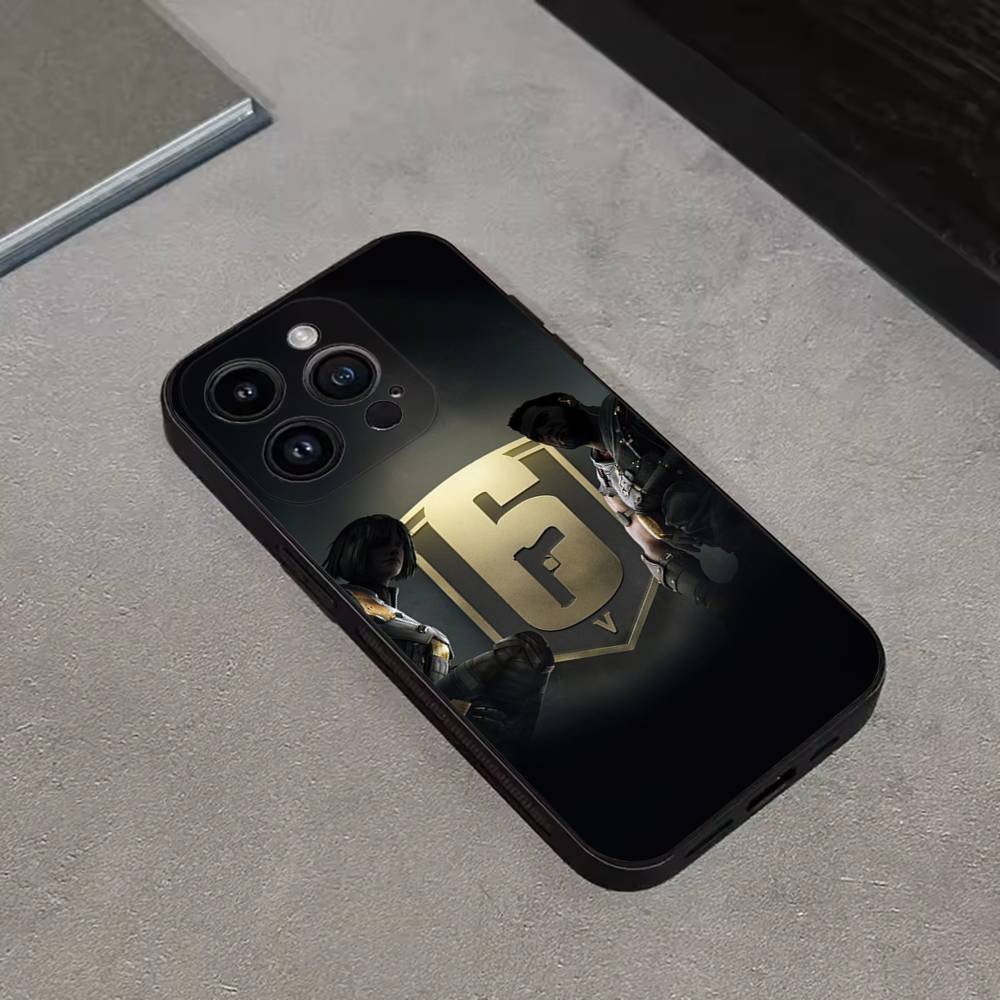 Rainbow S-Six S-Siege Phone Case For iPhone 16,15,14,13,12,11 Plus,Pro Max,XS,X,XR,SE,Mini,8,7,Soft Silicone Black Cover