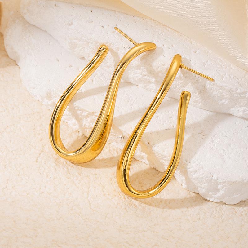 Trendy Stainless Steel Irregular Earrings for Women: High-End, Non-Fading, Stylish Ear Studs
