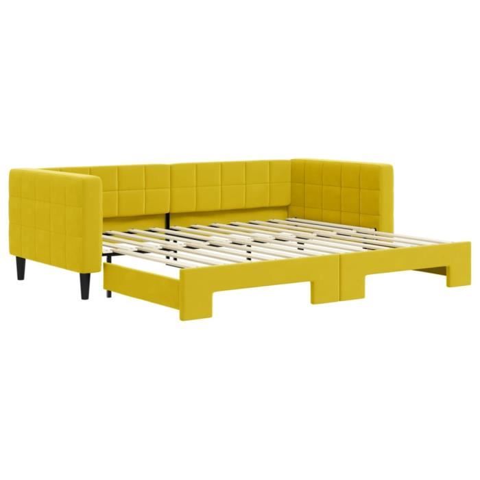 VidaXL Lit de jour avec lit gigogne jaune 90x200 cm velours 3196696