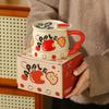 Creative Fruit Ceramic Cup Cartoon Mug Souvenir Summer Fresh Girls Water Cup with Cover High Looking Cup