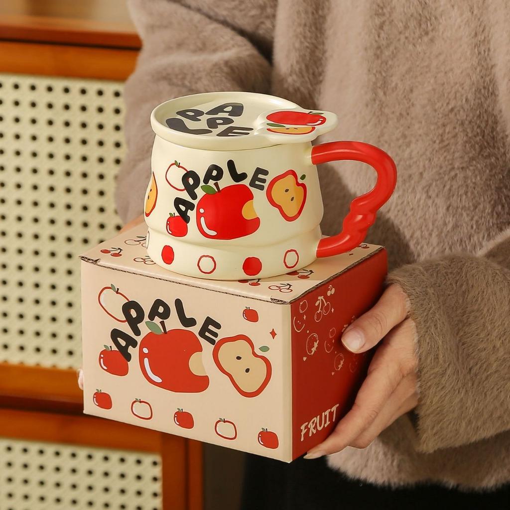 Creative Fruit Ceramic Cup Cartoon Mug Souvenir Summer Fresh Girls Water Cup with Cover High Looking Cup