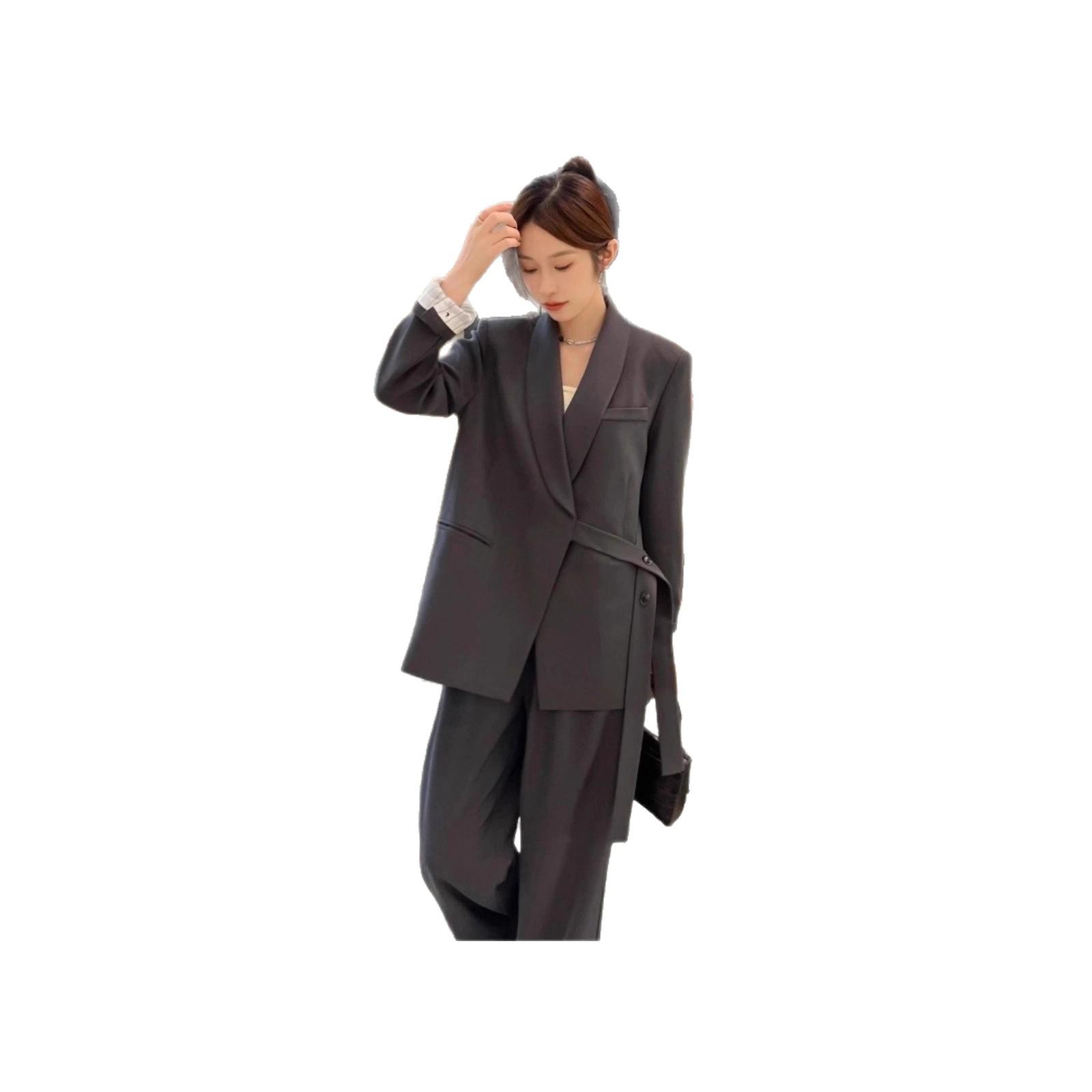 

Japanese Korean Style Women s Plus Size Wide-Leg Pants Two-Piece Suit - Casual Spring/Autumn Wear L (100-120 lbs)