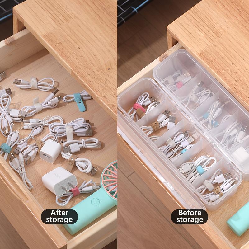 Charge Cable Storage Box Transparent Cabinet Desktop Snack Makeup Storage Box Kitchen Spice Organizer Accessories Box