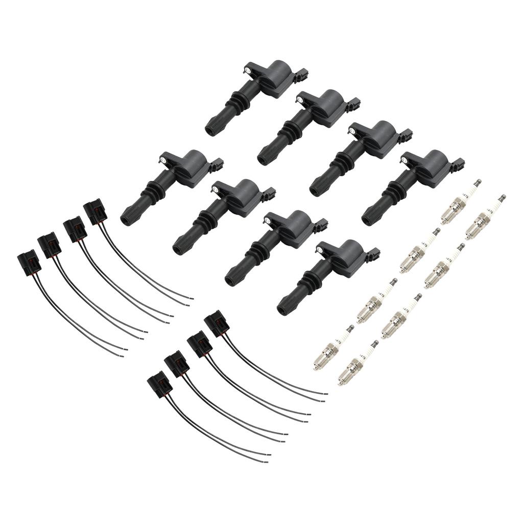8X lgnition Coil +Spark Plug+Connector FD508  DG511 For Ford F150 5.4L 2004-2010