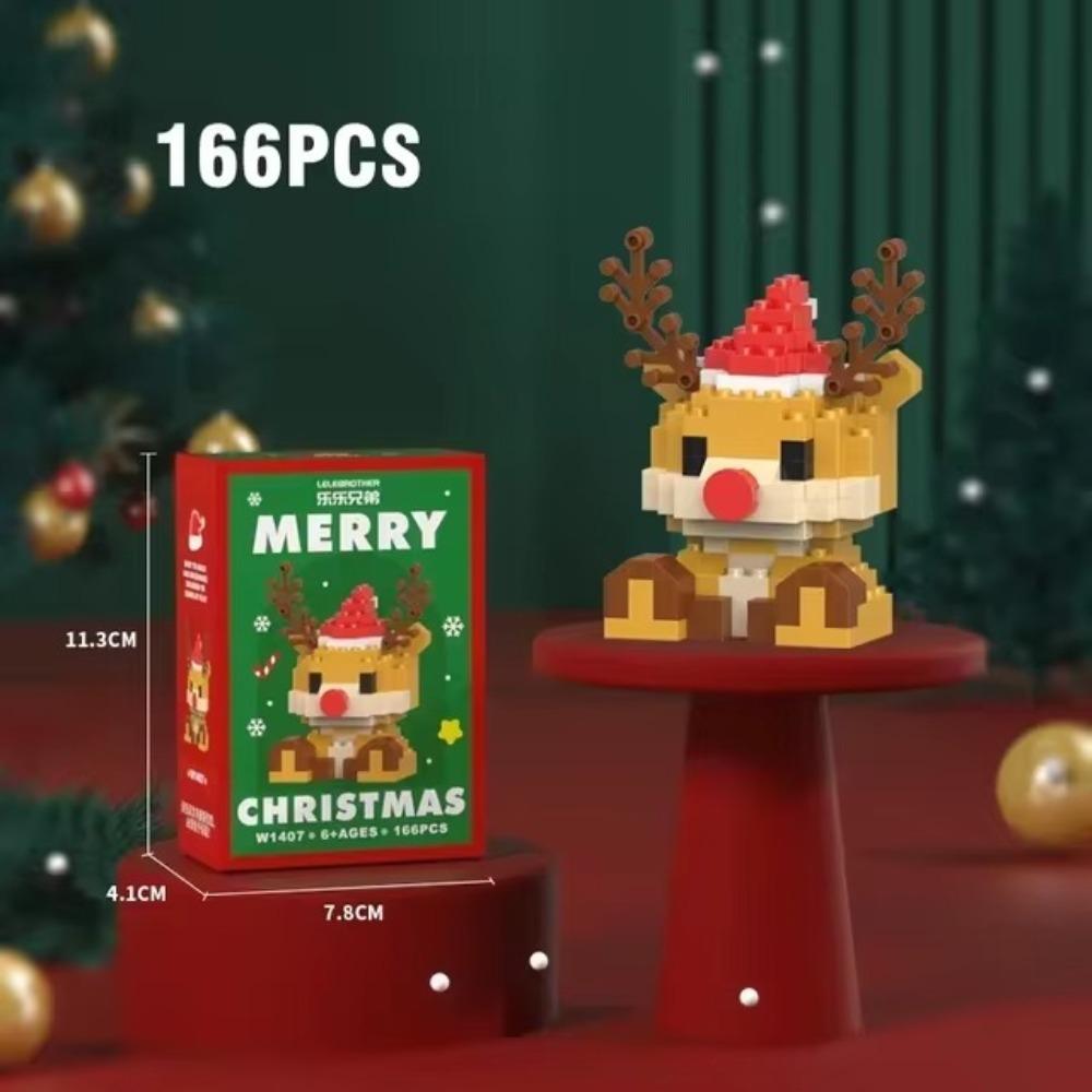 2pcs Santa Claus Figure Assembling Bricks Reindeer Puzzle Christmas Doll Ornament  New Year Gift