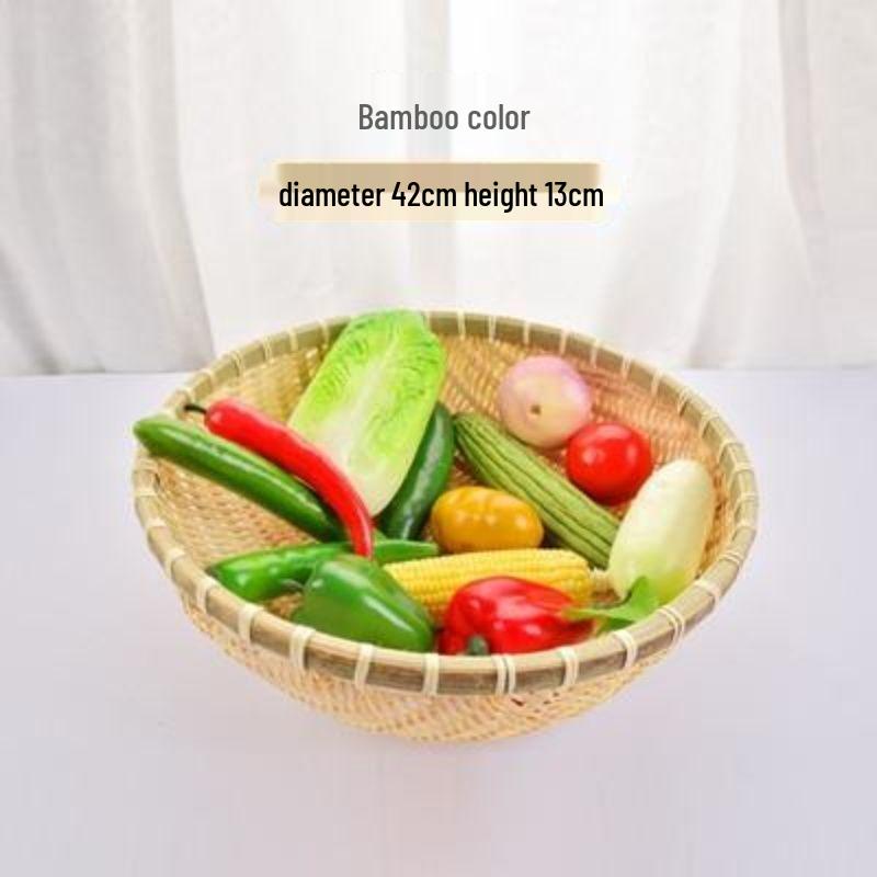 Handwoven Bamboo Winnowing and Storage Basket – Round Basket for Steamed Buns, Fruits, Vegetables, and Draining.