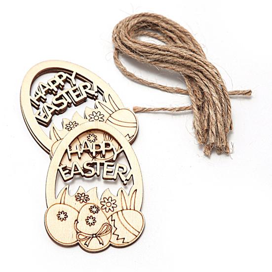 Easter Egg Pendant Creative Shape Exquisite Pattern Smooth Edge Burr Free Easy To Hang Wooden Egg Hanging Pendant Decal DIY Craft Kit Home Supplies