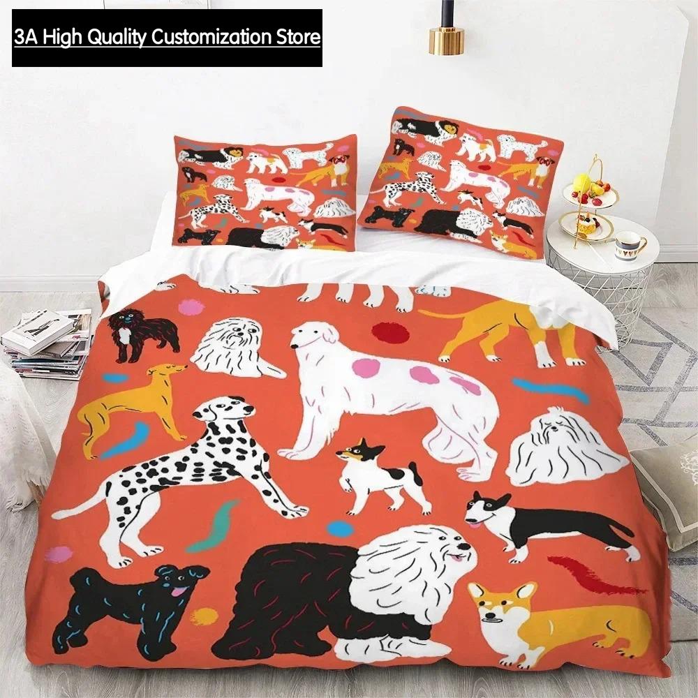 3D Print Cute Cartoon Dogs Animal Duvet Cover Bedding Set Comforter Pillowcases Quilt Cover Home Decor Single Double Twin Queen