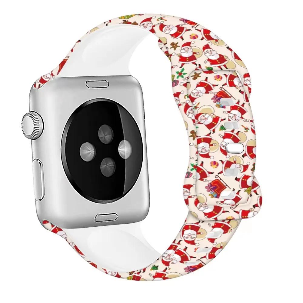 Christmas Silicone Strap For Apple Watch Ultra 49mm 10 9 8 7 45mm 41mm 42mm 46mm Bracelet Wristband iWatch 6 5 4 SE 44mm Correa