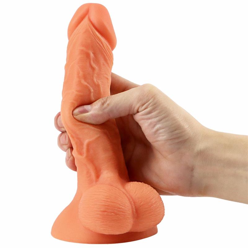 Large Sucker Female Double-layer Liquid Simulation Silicone Penis Private Parts Lifelike Fake Penis Rear Court Supplies